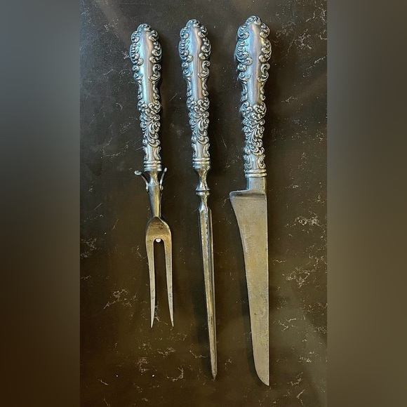 Vintage Sterling Silver Hollow Handle Carving Set (3) piece - Picture 9 of 9